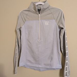 Gray and Light Blue Quarter-Zip Pullover